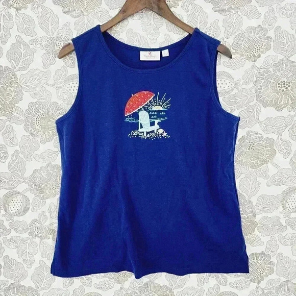 Quacker Factory Summer Beach Vibes Women's Tank Top Size L 2136 - Picture 1 of 7